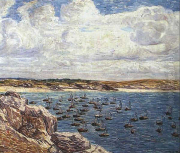 Bateau Dans La Baie De Camaret Oil Painting by Leon Detroy