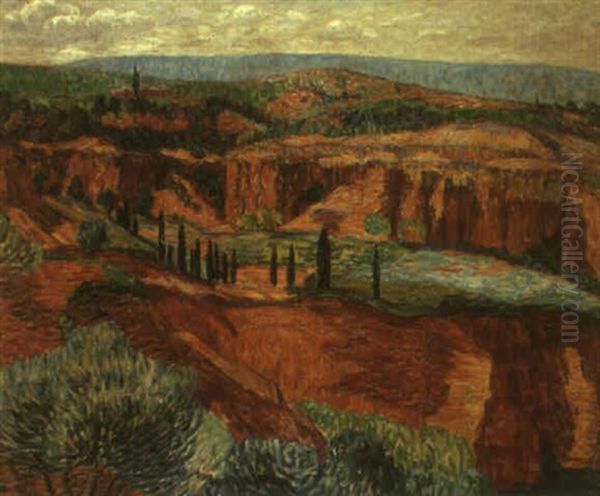 La Valle Aux Cypres A Crozon Oil Painting by Leon Detroy