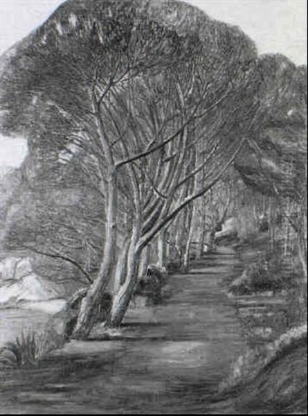 L'allee Des Pins Au Bord De Mer Oil Painting by Leon Detroy