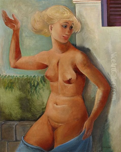 Modell Pa Terrassen Oil Painting by Eric Detthow