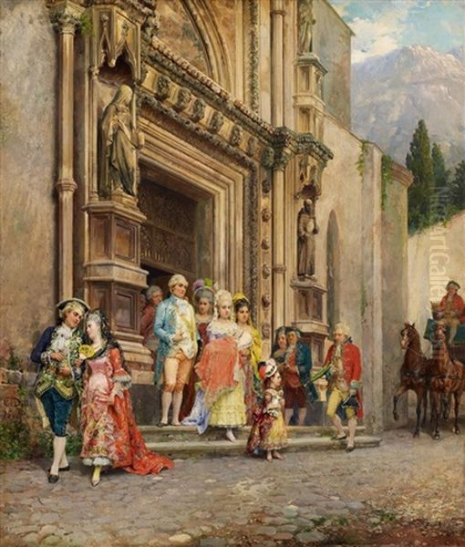 Die Taufe Oil Painting by Cesare Auguste Detti