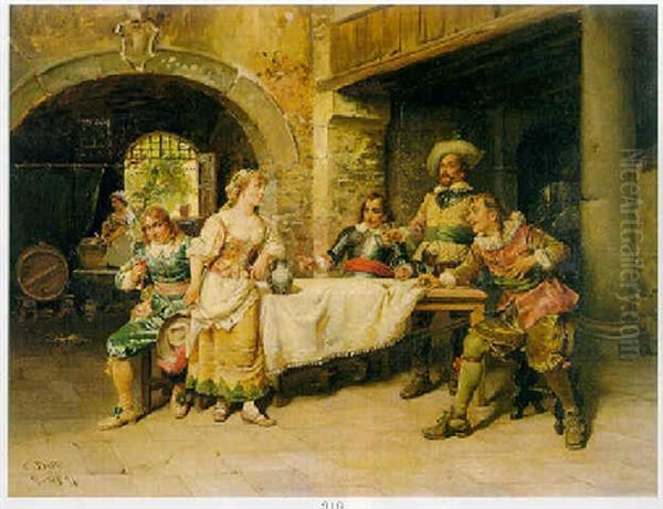 A Toast To The Signorina Oil Painting by Cesare Auguste Detti