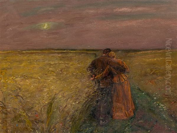 Couple In Landscape Oil Painting by Ludwig Dettmann