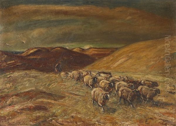 Schafhirte Oil Painting by Ludwig Dettmann