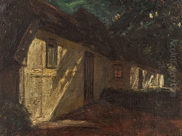 Village At Night Oil Painting by Ludwig Dettmann