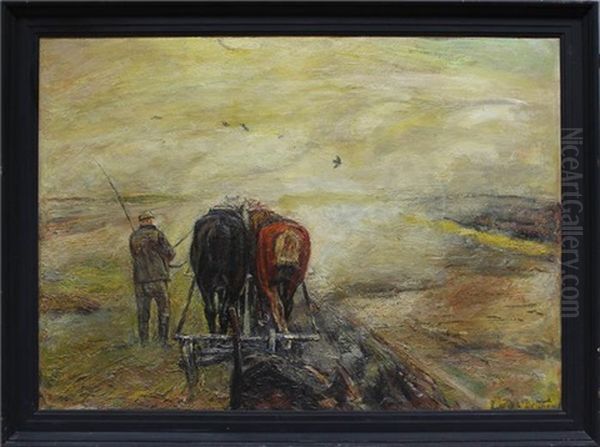 Pflugender Bauer Mit Pferdegespann Oil Painting by Ludwig Dettmann