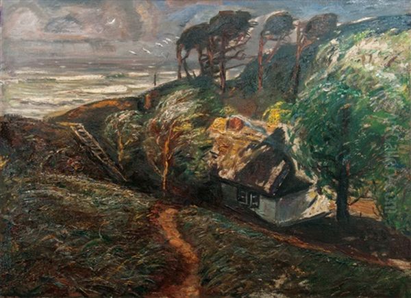 Autumnal Storm At The Courland Spit Oil Painting by Ludwig Dettmann