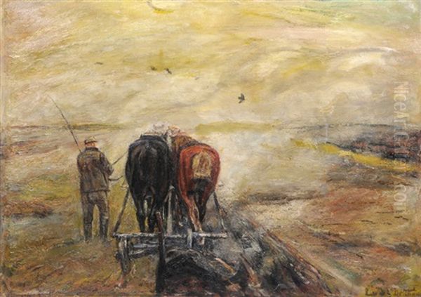 Pflugender Bauer In Der Mittagssonne Oil Painting by Ludwig Dettmann