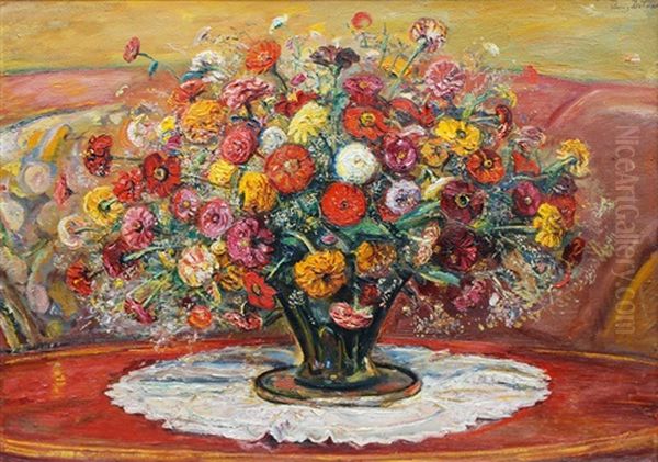 Large Bouquet Of Summer Flowers Oil Painting by Ludwig Dettmann