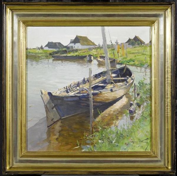 Boote Am Ufer Oil Painting by Ludwig Dettmann