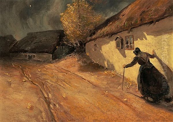 Die Fischersiedlung Rossitten Auf Der Kurischen Nehrung Oil Painting by Ludwig Dettmann