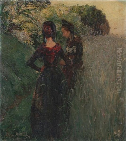 Im Gesprach Oil Painting by Ludwig Dettmann