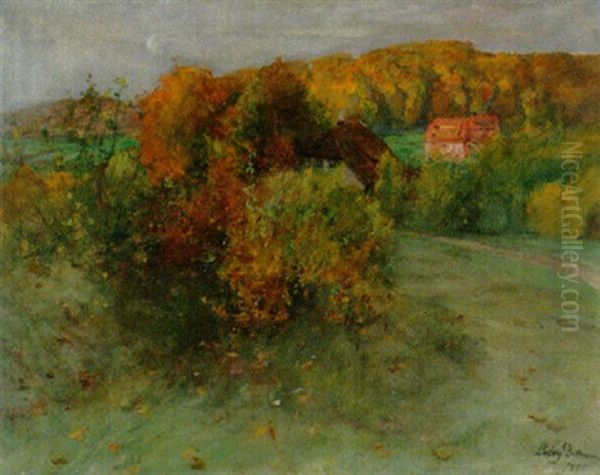 Herbstliche Landschaft In Norddeutschland Oil Painting by Ludwig Dettmann