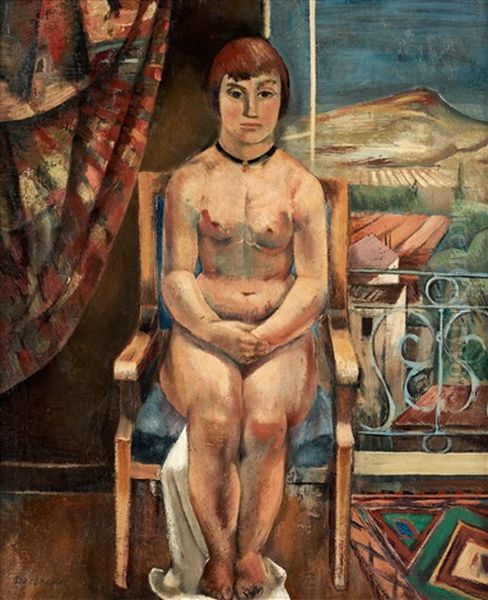 Sittande Modell Vid Draperi Oil Painting by Eric Dettow