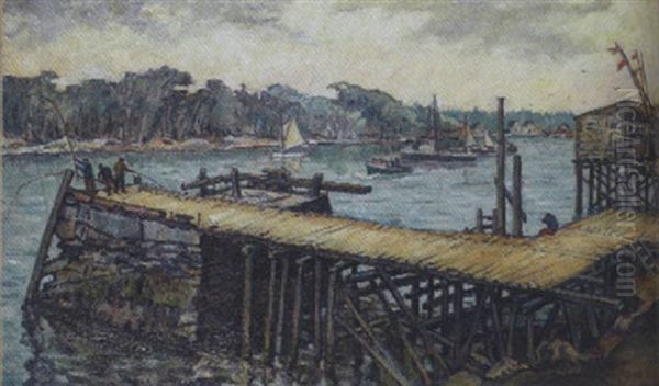 Steamboat Wharf Oil Painting by Frederick Knecht Detwiller