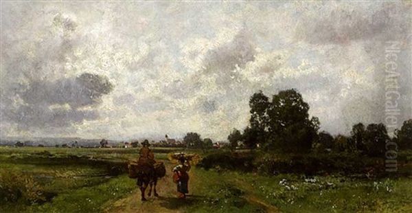 Paar Im Dachauer Moor Oil Painting by Heinrich Deuchert