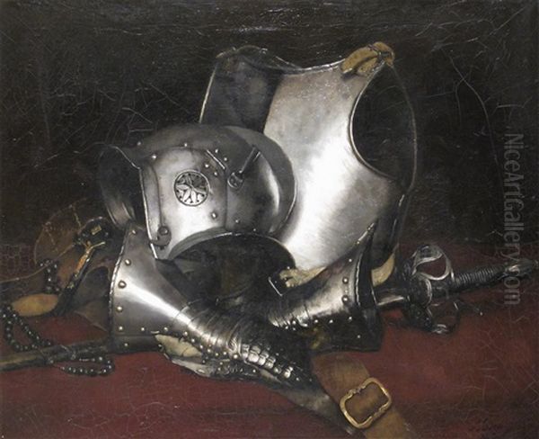 A Suit Of Armour Oil Painting by Ludwig Deutsch