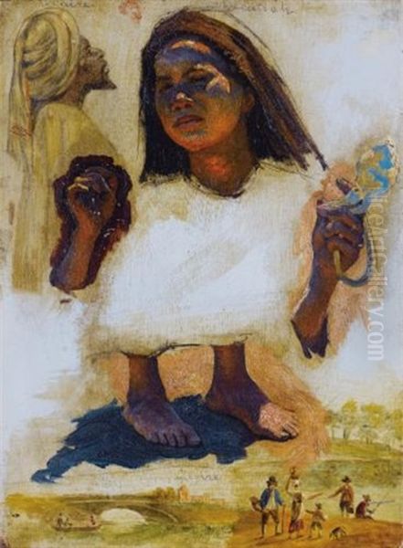 Etudes De Tetes, De Pieds Et De Mains (study) Oil Painting by Ludwig Deutsch