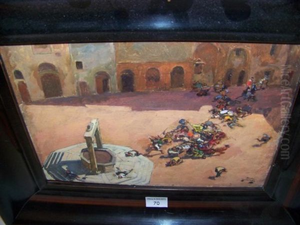 La Rixe Pres Du Puits Oil Painting by Andre Devambez