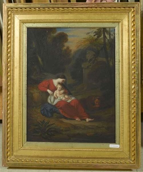Ruhe Auf Der Flucht Nach Agypten Oil Painting by Achille-Jacques-Jean-Marie Deveria