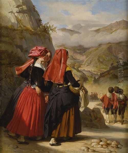 Ossaloises Oil Painting by Eugene Francois Marie Joseph Deveria