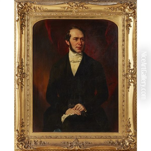 Portrait Of Reverend Robert Nisbet, Of St. Giles, Edinburgh 1814-1874 Oil Painting by Eugene Francois Marie Joseph Deveria