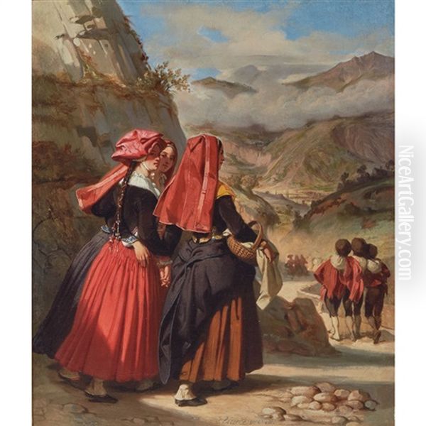 Ossaloises Oil Painting by Eugene Francois Marie Joseph Deveria