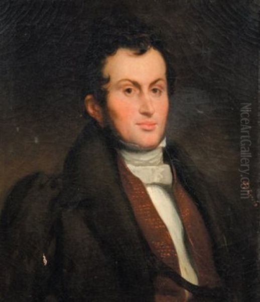 Portrait De Pierre L'herminier Oil Painting by Eugene Francois Marie Joseph Deveria
