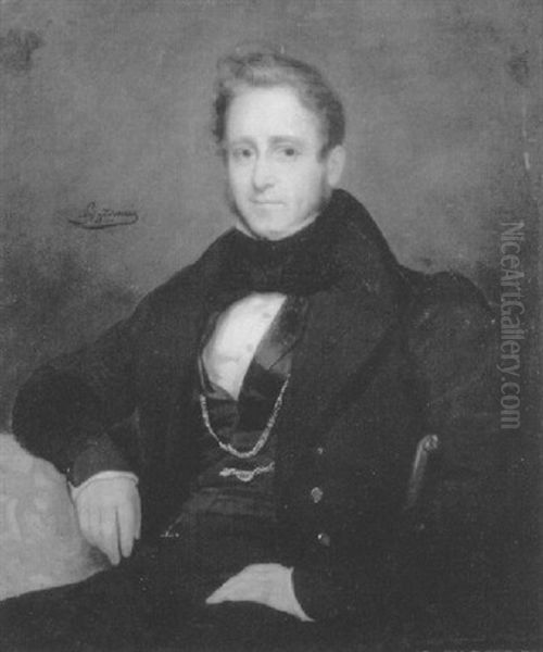 Portrait D'homme Oil Painting by Eugene Francois Marie Joseph Deveria