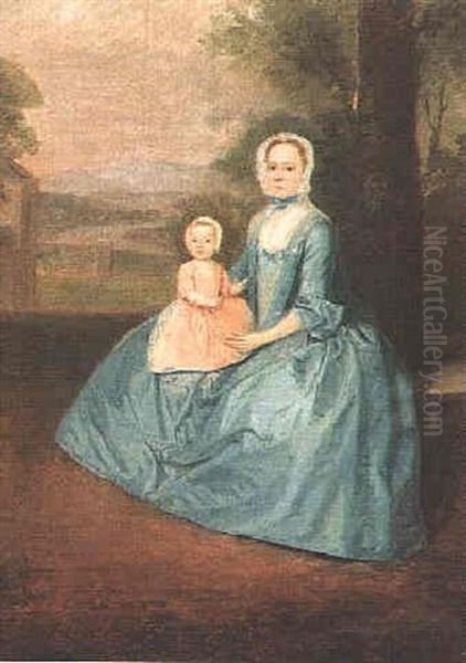 Portrait Of A Lady With A Child On Her Lap Oil Painting by Arthur Devis