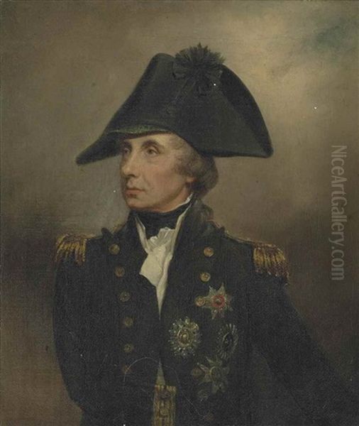 Portrait Of Horatio, Viscount Nelson, K.b., Vice-admiral Of The White, In Vice-admiral's Undress Uniform, Cocked Hat With Black Silk Cockade Oil Painting by Arthur William Devis