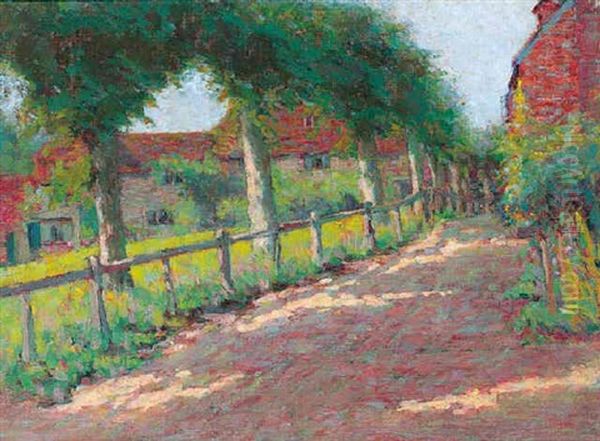 French Village Scene Oil Painting by Wynford Dewhurst