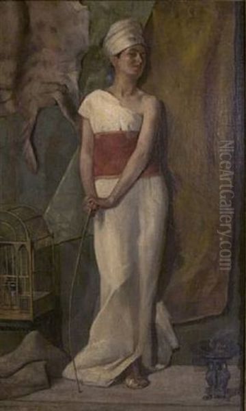 Rose Garden Oil Painting by Thomas Wilmer Dewing