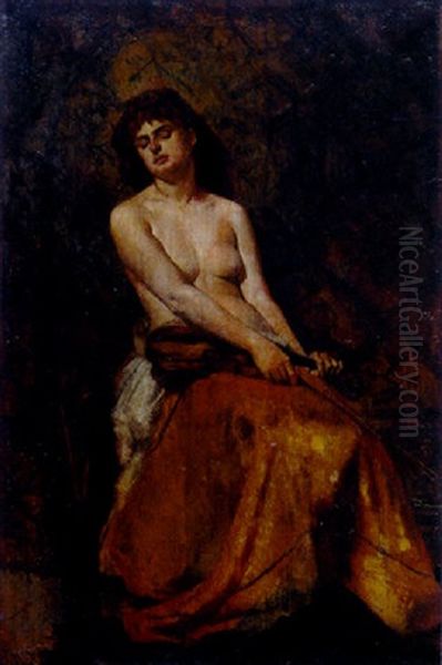 A Musician Oil Painting by Thomas Wilmer Dewing