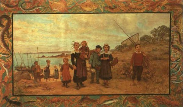 Sur Le Sentier De La Greve Oil Painting by Theophile-Louis Deyrolle