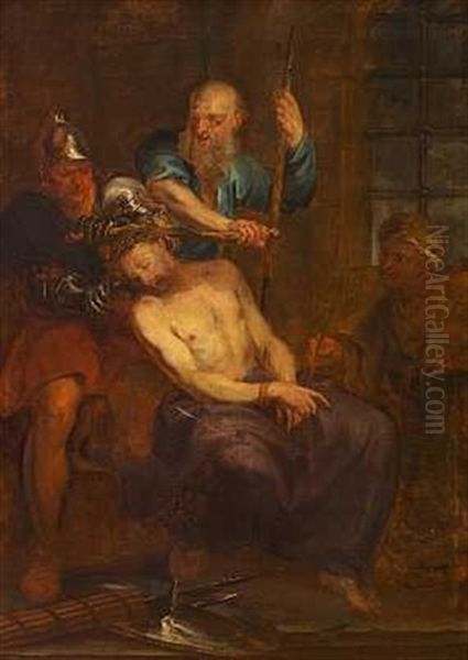 Den Lidende Kristus Med Tornekrans Oil Painting by Lodewyck de Deyster