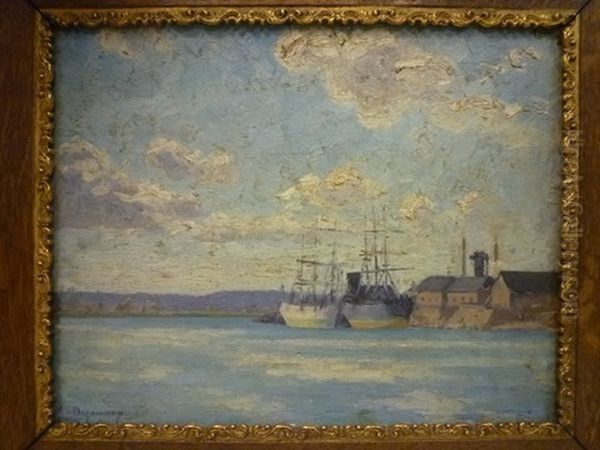 Port De Bretagne Oil Painting by Emile Alfred Dezaunay
