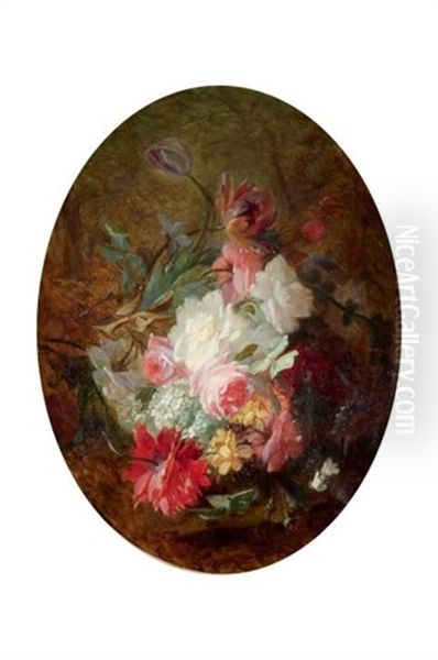 Bouquet De Fleurs Oil Painting by Jules Edouard Diart