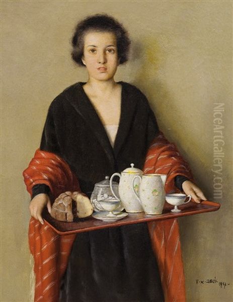 Zena Se Snidani Oil Painting by Frantisek Xaver Diblik