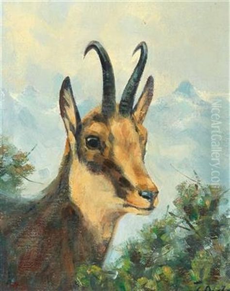 Portrait Einer Gemse Oil Painting by Erich Dichtl