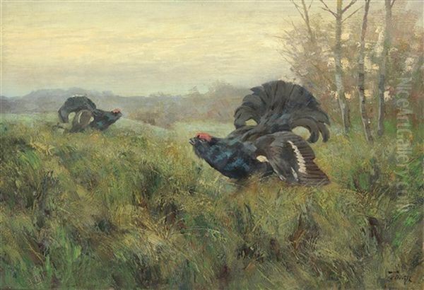 Balzender Auerhahn Oil Painting by Erich Dichtl