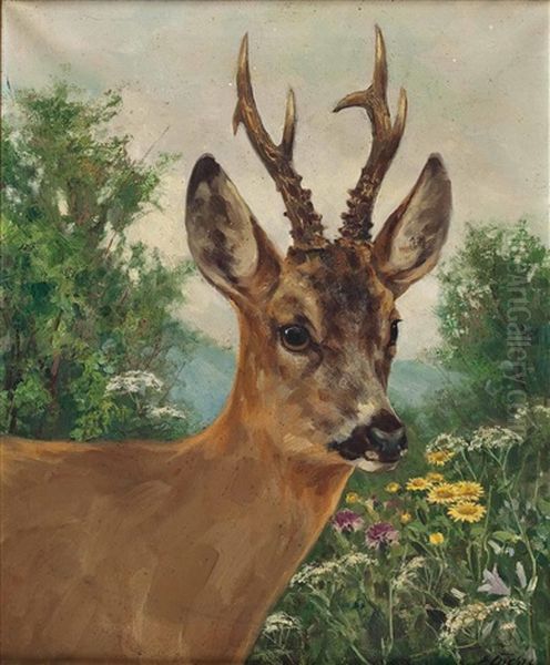 Rehbock Oil Painting by Erich Dichtl