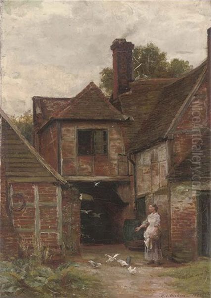 Feeding The Doves Oil Painting by Margaret Isabel Dicksee