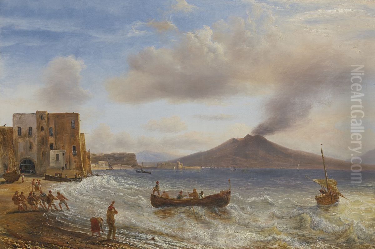 Naples, Le Chateau De L'oeuf Et Le Vesuve Oil Painting by Francois Diday