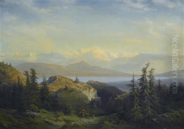 Paysage Du Lac Leman Oil Painting by Francois Diday