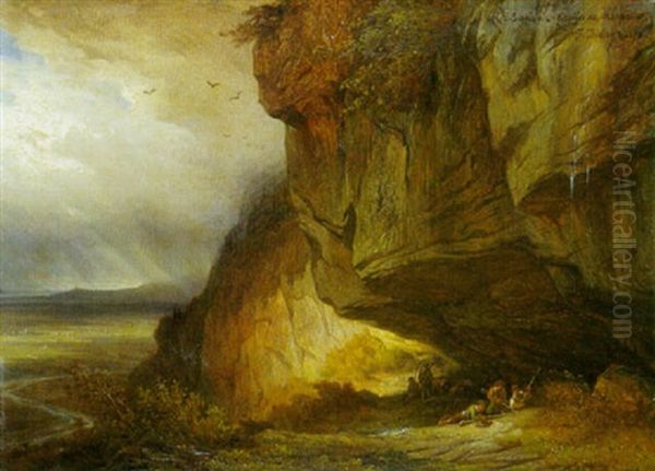 Mt. Saleve Grottes De Monnetier Oil Painting by Francois Diday