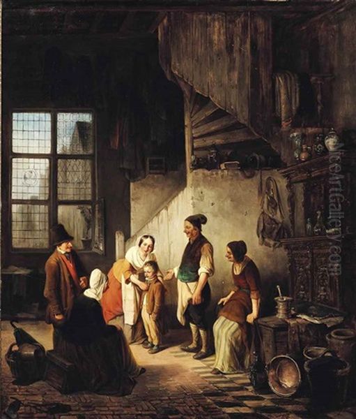 The Introduction Oil Painting by Henri Diddaert