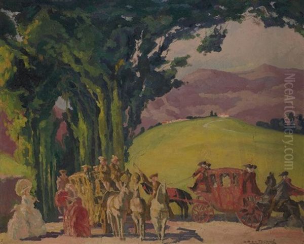 Rencontre Oil Painting by Jean Didier-Tourne