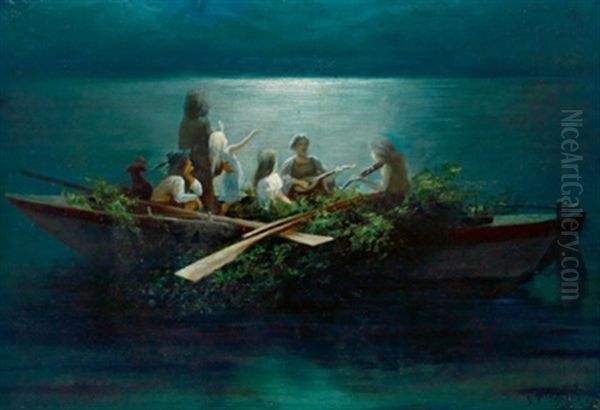 Abendgesang Oil Painting by Karl Wilhelm Diefenbach