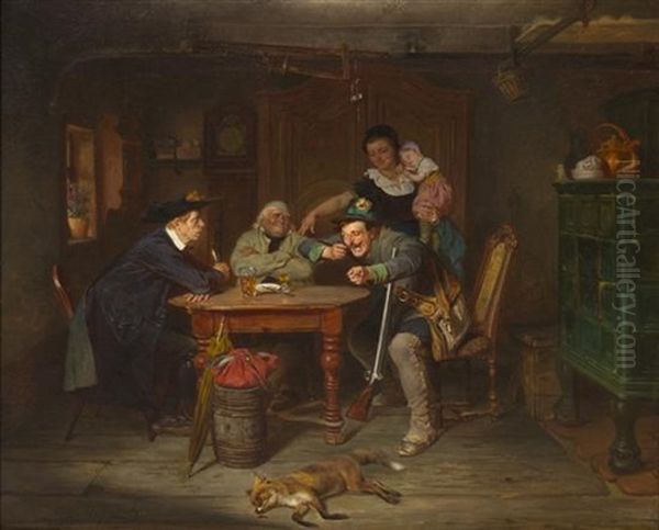 Pub Scene Oil Painting by Anton Heinrich Dieffenbach